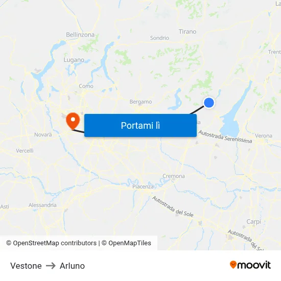 Vestone to Arluno map