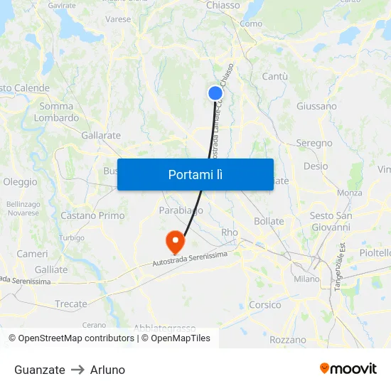 Guanzate to Arluno map