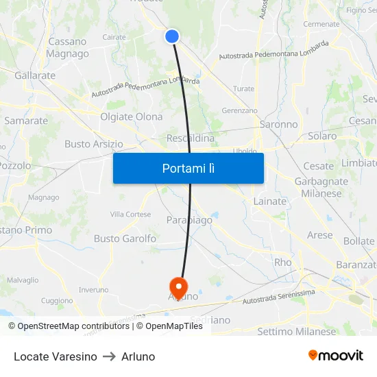Locate Varesino to Arluno map