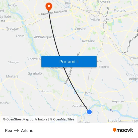 Rea to Arluno map