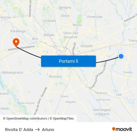 Rivolta D' Adda to Arluno map