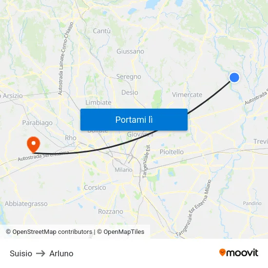 Suisio to Arluno map