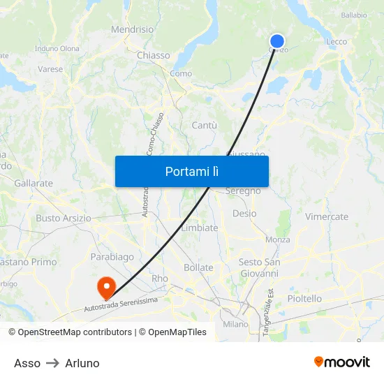 Asso to Arluno map