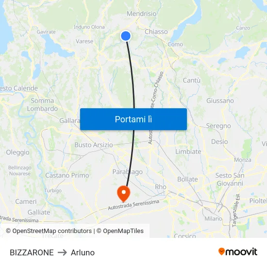 BIZZARONE to Arluno map