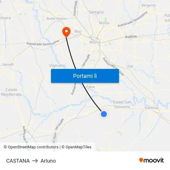 CASTANA to Arluno map
