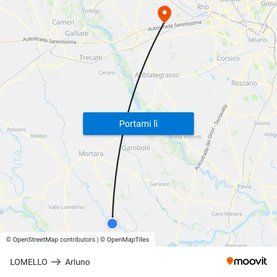 LOMELLO to Arluno map