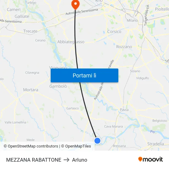 MEZZANA RABATTONE to Arluno map