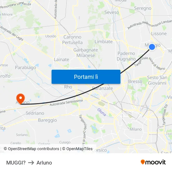 MUGGI? to Arluno map