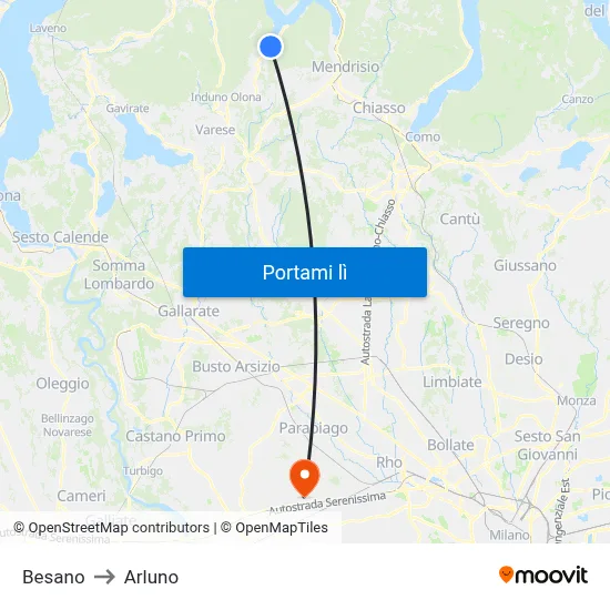 Besano to Arluno map