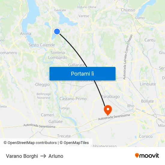 Varano Borghi to Arluno map