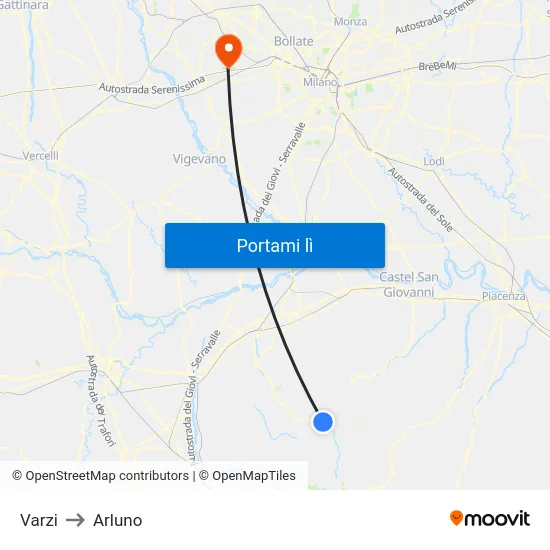 Varzi to Arluno map