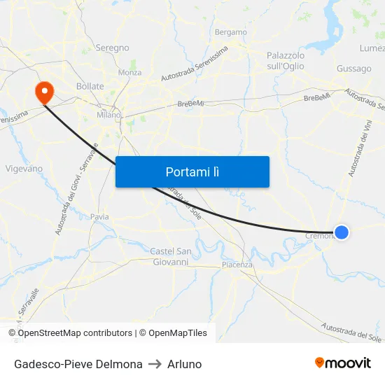 Gadesco-Pieve Delmona to Arluno map