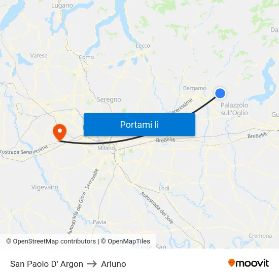 San Paolo D' Argon to Arluno map