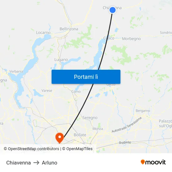 Chiavenna to Arluno map