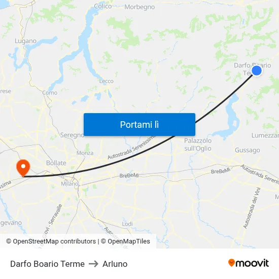 Darfo Boario Terme to Arluno map