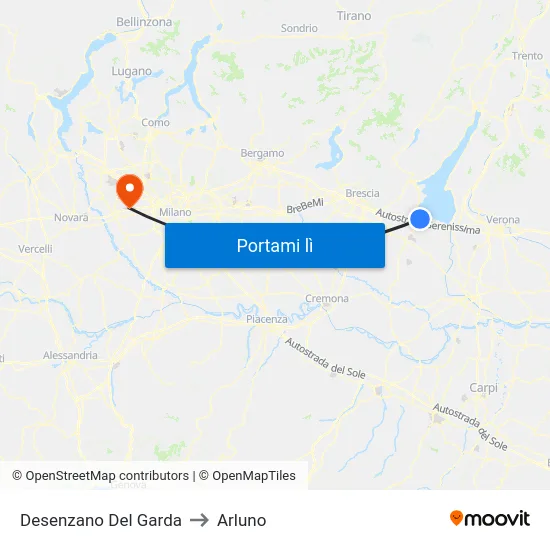 Desenzano Del Garda to Arluno map