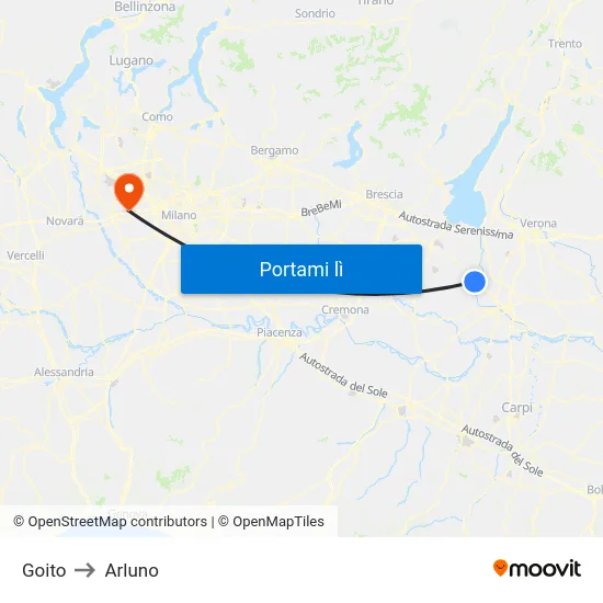 Goito to Arluno map