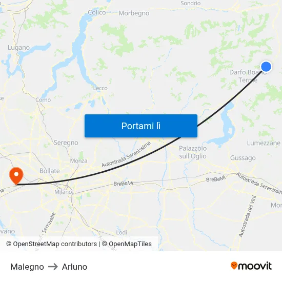 Malegno to Arluno map