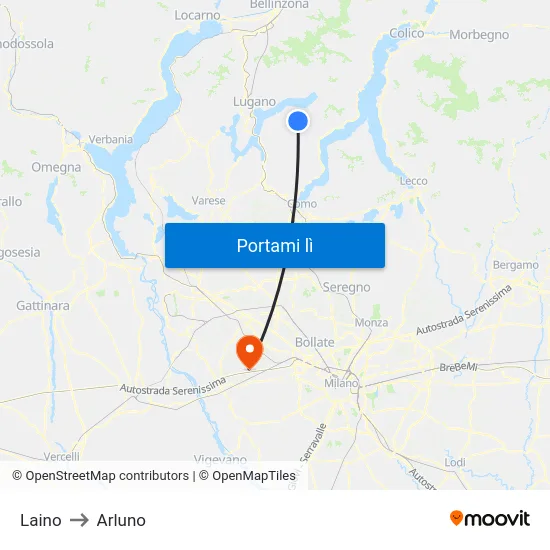 Laino to Arluno map