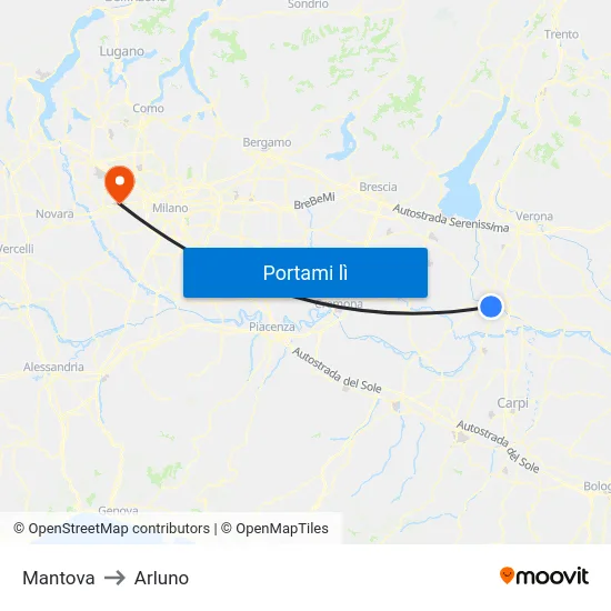 Mantova to Arluno map