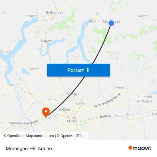 Morbegno to Arluno map