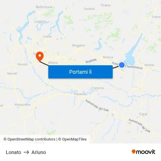 Lonato to Arluno map