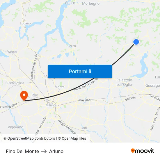 Fino Del Monte to Arluno map