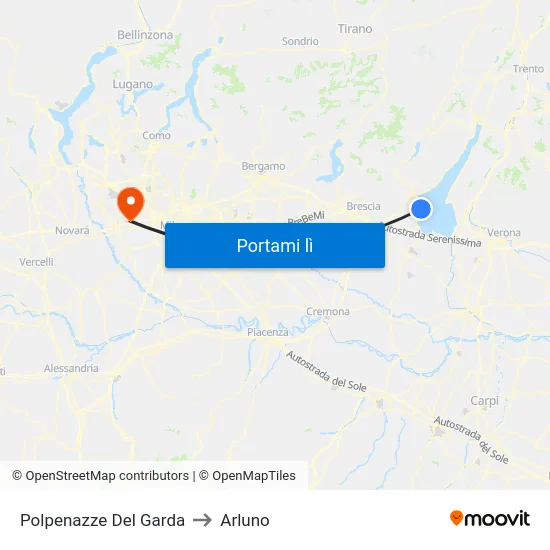 Polpenazze Del Garda to Arluno map