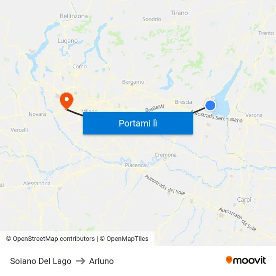 Soiano Del Lago to Arluno map