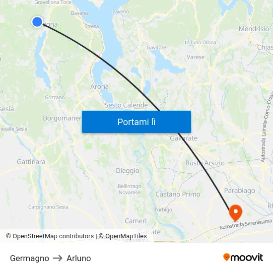 Germagno to Arluno map