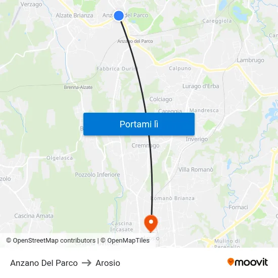 Anzano Del Parco to Arosio map