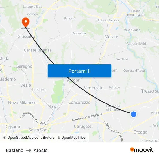 Basiano to Arosio map