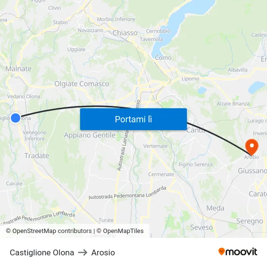 Castiglione Olona to Arosio map