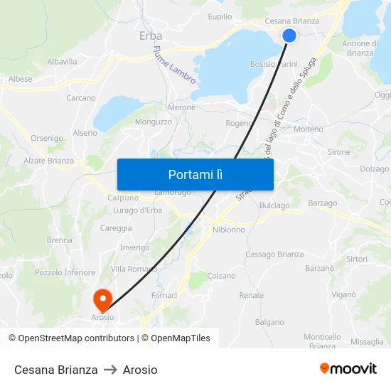 Cesana Brianza to Arosio map