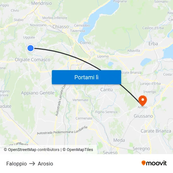 Faloppio to Arosio map