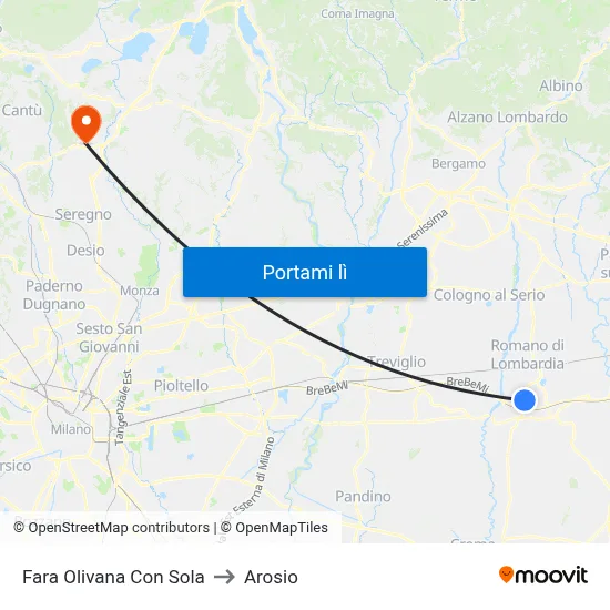 Fara Olivana Con Sola to Arosio map