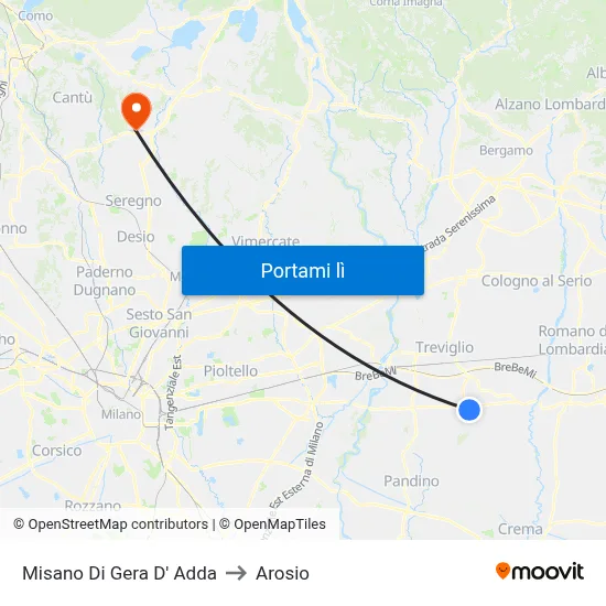 Misano Di Gera D' Adda to Arosio map