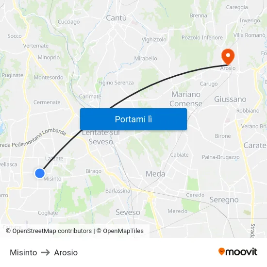 Misinto to Arosio map