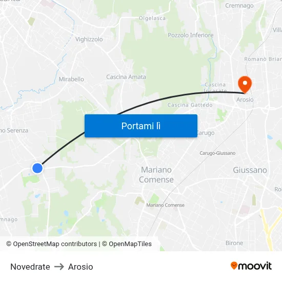 Novedrate to Arosio map