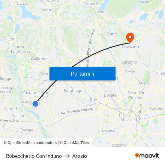 Robecchetto Con Induno to Arosio map