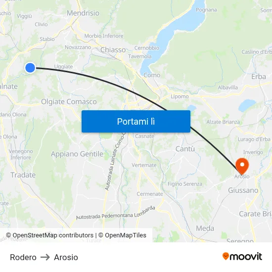 Rodero to Arosio map