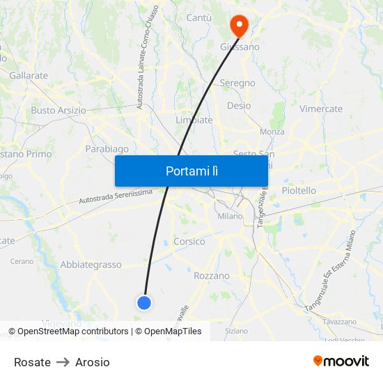 Rosate to Arosio map