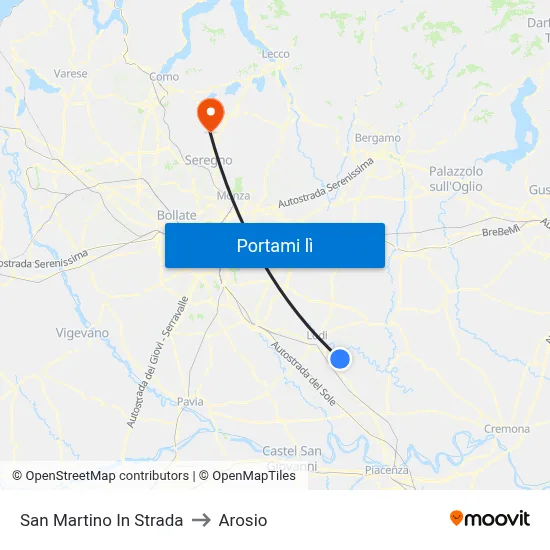 San Martino In Strada to Arosio map