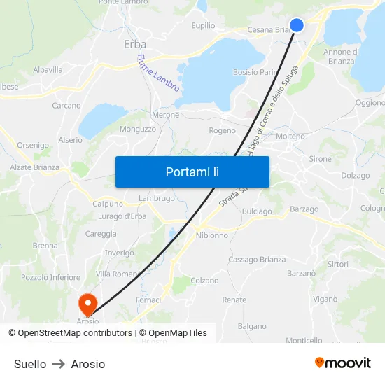 Suello to Arosio map