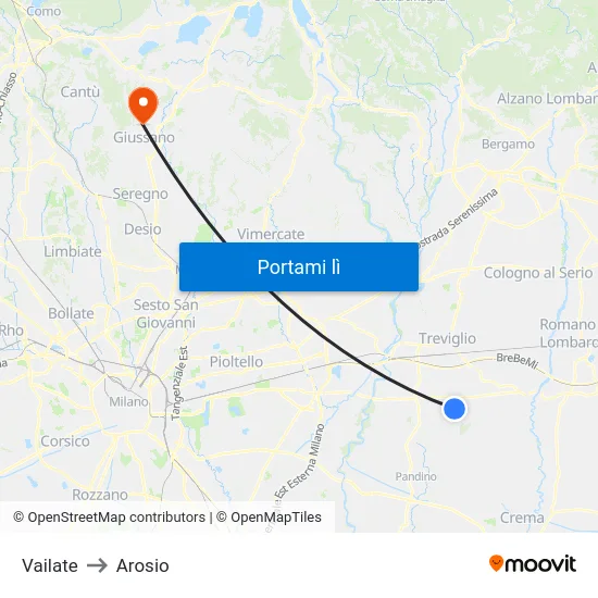 Vailate to Arosio map