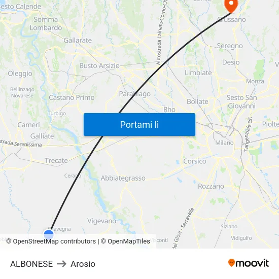 ALBONESE to Arosio map