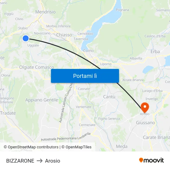 BIZZARONE to Arosio map