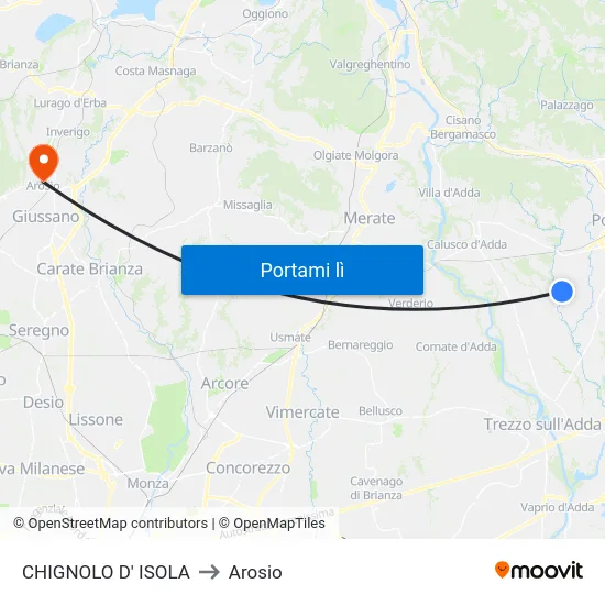 CHIGNOLO D' ISOLA to Arosio map