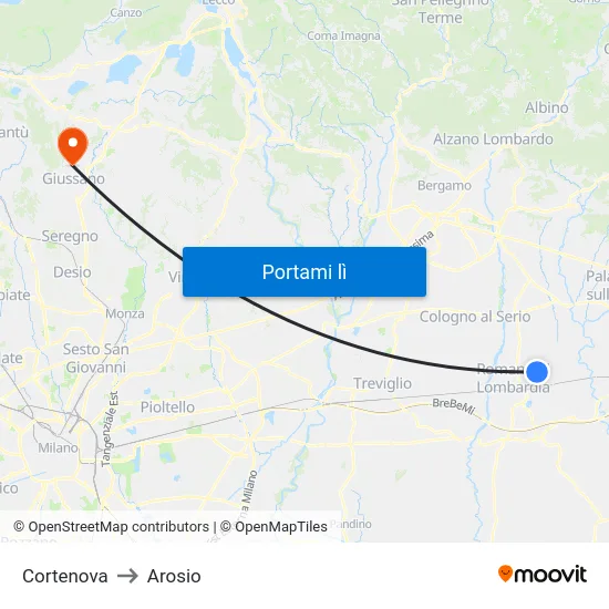 Cortenova to Arosio map