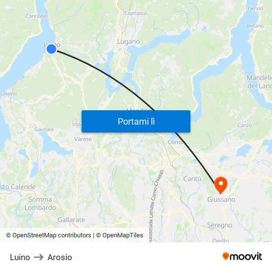 Luino to Arosio map